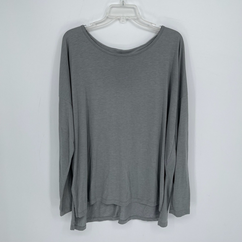 Nike Women's Gray Dri-FIT Long Sleeve Scoop Neck Loungwear T-Shirt Size XXL 2XL